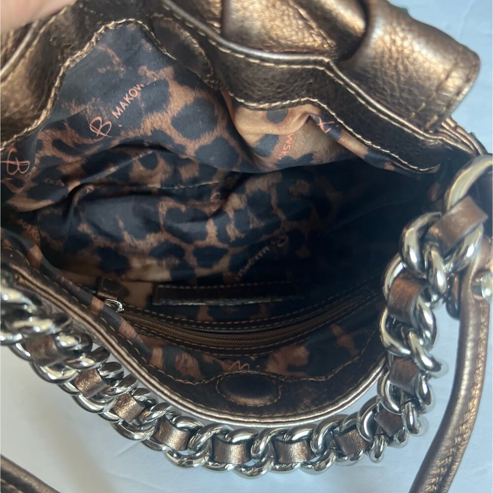 B‎ Makowsky Crossbody Bag Women Small Copper Excellent Metallic Leather Chain - Picture 9 of 13